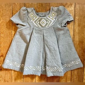 Tahari Baby Grey Embroidered Dress